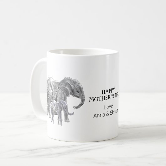 Mug Personalized elephant mother's day (Devant gauche)