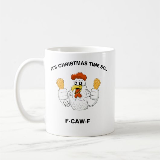 Mug Personalized F-CAW-F Christmas Funny Chicken  (Gauche)