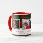 Mug Personalized Family 3 Photo Plaid Christmas (Devant gauche)