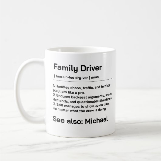 Mug Personalized Family Driver | Funny Daily Driving (Gauche)