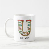 Mug Personalized Festive Christmas Monogram Initial U (Gauche)