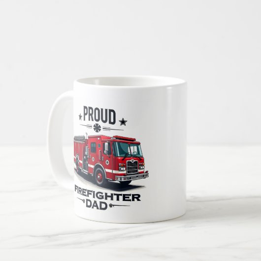 Mug Personalized Firefighter Dad Name W/ Firetruck (Devant gauche)