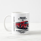 Mug Personalized Firefighter Dad Name W/ Firetruck (Gauche)