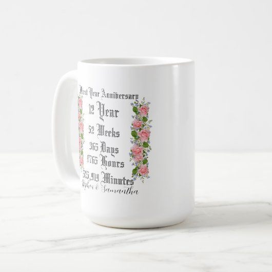 Mug Personalized first  year anniversary typography  (Devant gauche)