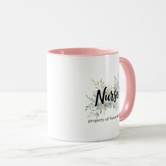 Mug Personalized Floral Nurse Gift (Devant droit)