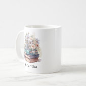 Mug Personalized Floral Stacked Books (Devant gauche)