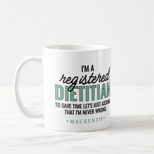 Mug Personalized Funny RD Dietitian Gifts (Gauche)