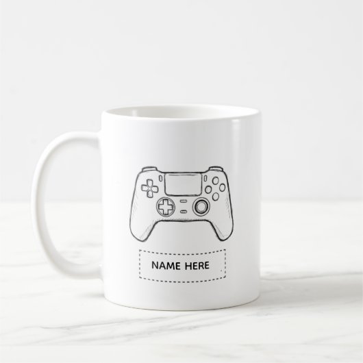 Mug Personalized Gamer Controller Minimalist Sketch  (Gauche)