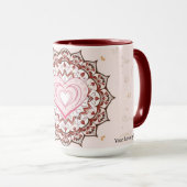 Mug Personalized Geometric Heart Mandala Love (Devant droit)