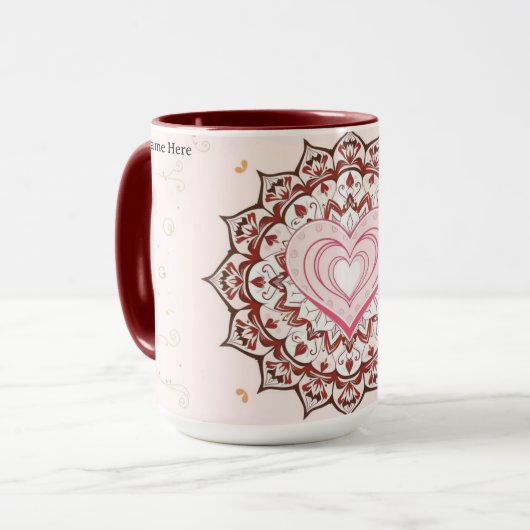 Mug Personalized Geometric Heart Mandala Love (Devant gauche)