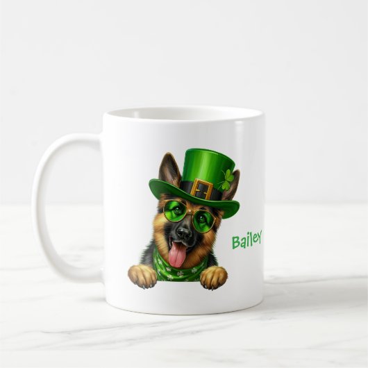 Mug Personalized German Shepherd St. Patty's Day  (Gauche)