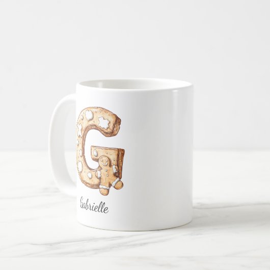 Mug Personalized Gingerbread Monogram Christmas (Devant gauche)