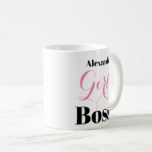 Mug Personalized Girl Boss Pink Black Elegant Script  (Devant droit)