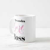 Mug Personalized Girl Boss Pink Black Elegant Script  (Devant gauche)
