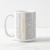 Mug Personalized Girl Cute Bow Name Blue Pink (Gauche)