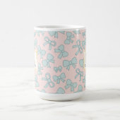 Mug Personalized Girl Cute Bow Name Blue Pink (Centre)