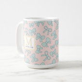 Mug Personalized Girl Cute Bow Name Blue Pink (Devant gauche)