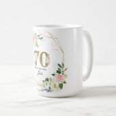 Mug Personalized Gold & Floral Custom 70th (Devant droit)
