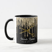 Mug Personalized Gold Glitter Scissors Hair Salon    (Gauche)