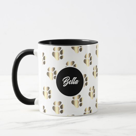 Mug Personalized gold paws pattern pet lovers (Gauche)