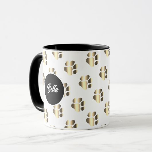 Mug Personalized gold paws pattern pet lovers (Devant gauche)