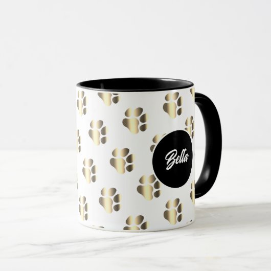 Mug Personalized gold paws pattern pet lovers (Devant droit)