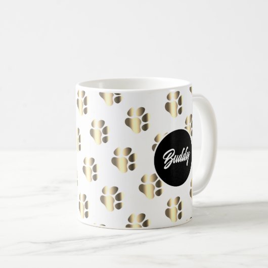 Mug Personalized gold paws pattern pet lovers (Devant droit)