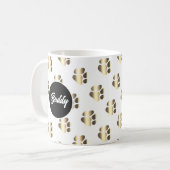 Mug Personalized gold paws pattern pet lovers (Devant gauche)