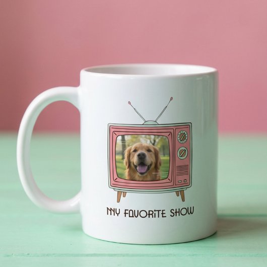 Mug Personalized Golden Retriever Photo Retro TV
