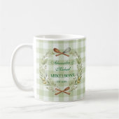 Mug Personalized Green Gingham Newlywed Wedding (Gauche)