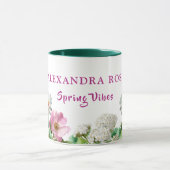 Mug Personalized Green Watercolor Bee Spring Vibes (Centre)