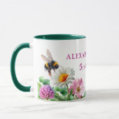 Mug Personalized Green Watercolor Bee Spring Vibes (Gauche)