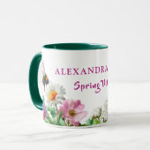 Mug Personalized Green Watercolor Bee Spring Vibes (Devant gauche)