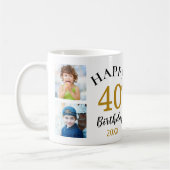 Mug Personalized Happy 40th Birthday 5 Photo Collage  (Gauche)