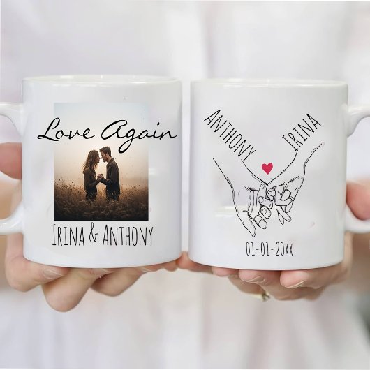 Mug Personalized Holding Hands Couple Names & Date