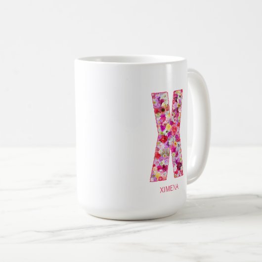 Mug Personalized Initial | Floral Letter X Monogram  (Devant droit)