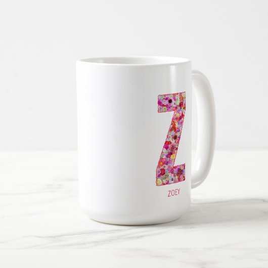 Mug Personalized Initial | Floral Letter Z Monogram  (Devant droit)