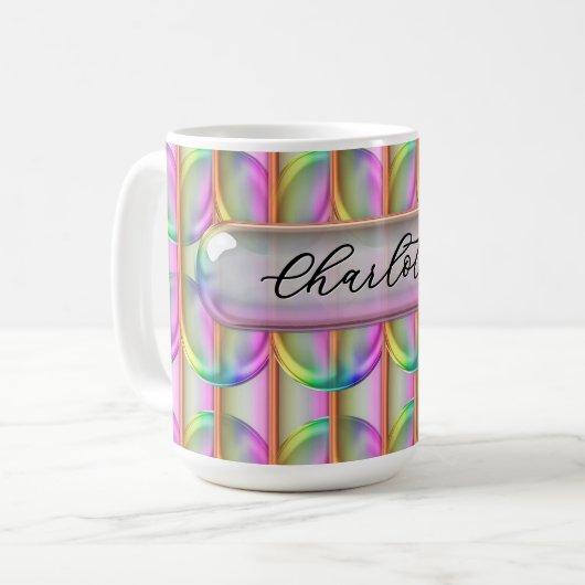 Mug Personalized Iridescent Glass Custom Name Modern (Devant gauche)
