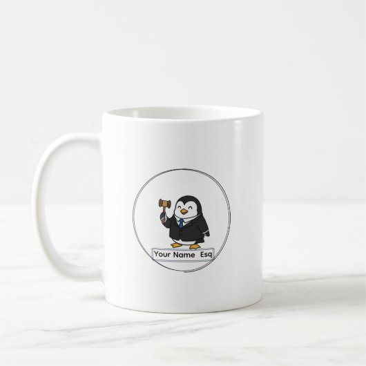 Mug Personalized Lawyer Esq Penguin Ceramic Vessel (Gauche)