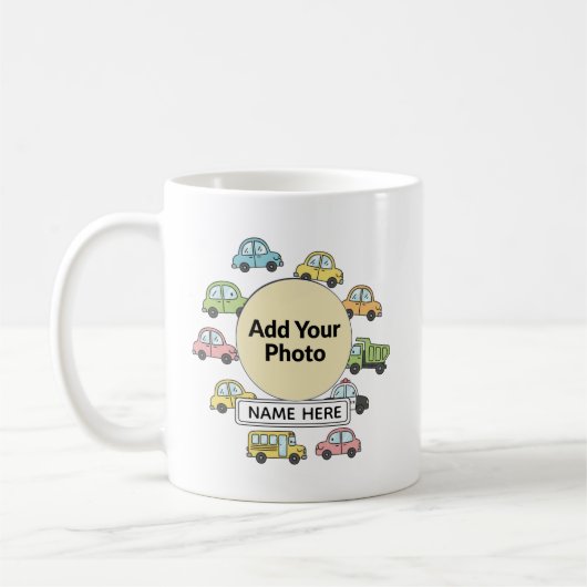 Mug Personalized Little Driver Cars Trucks Photo (Gauche)