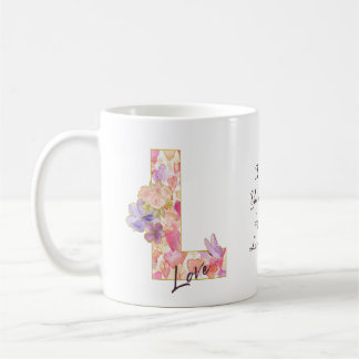 Mug Personalized Love Message Heart Pattern Initial