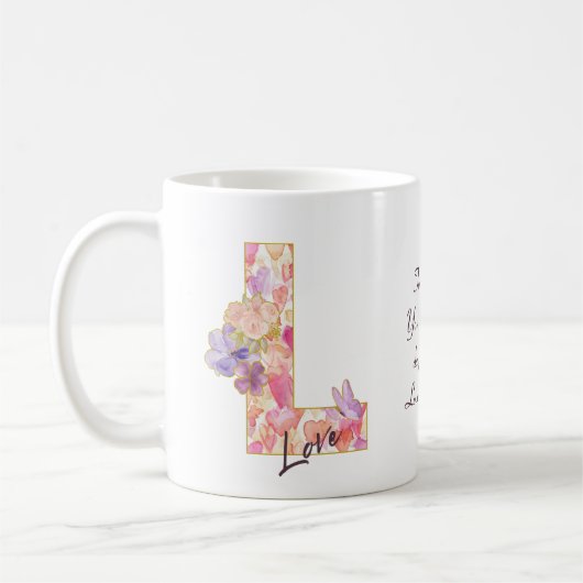 Mug Personalized Love Message Heart Pattern Initial (Gauche)