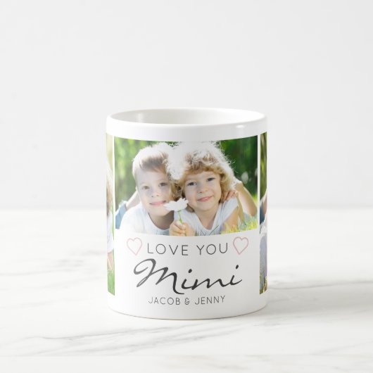 Mug Personalized LOVE YOU MIMI Handwritten 3 Photo (Centre)