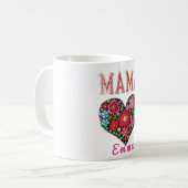 Mug Personalized Mama Heart Floral Custom Gift (Devant gauche)
