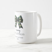 Mug Personalized Merry Christmas | Green Plaid Bow (Devant droit)