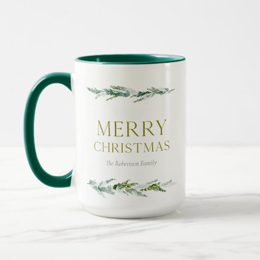 Mug Personalized Merry Christmas Greenery (Gauche)