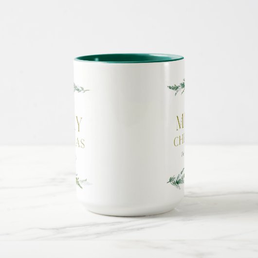 Mug Personalized Merry Christmas Greenery (Centre)