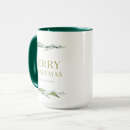 Mug Personalized Merry Christmas Greenery (Devant gauche)