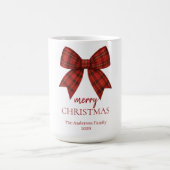 Mug Personalized Merry Christmas | Red Plaid Bow (Centre)