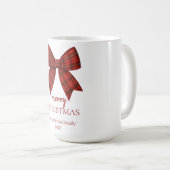Mug Personalized Merry Christmas | Red Plaid Bow (Devant droit)